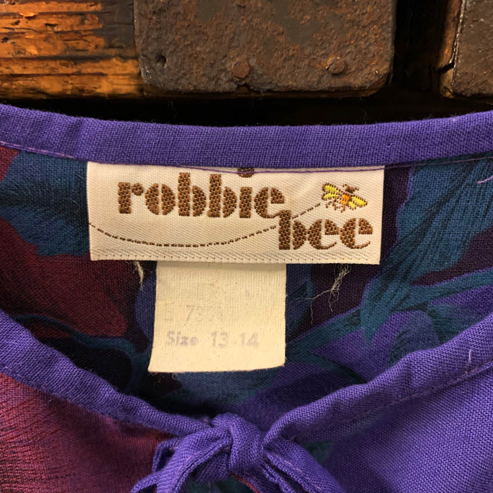 ヴィンテージ パフスリーブ 花柄ワンピース 【1980's】【robbie bee】Vintage Rayon Flower Pattern